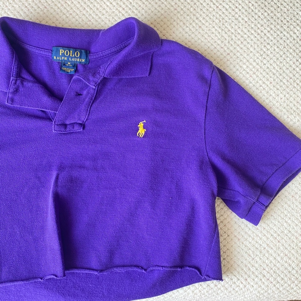 Purple polo assn. cropped shirt